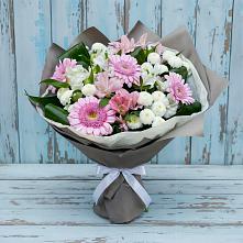 Букет цветов из:  Герберы, Альстромерии и Хризантемы в Прохладном