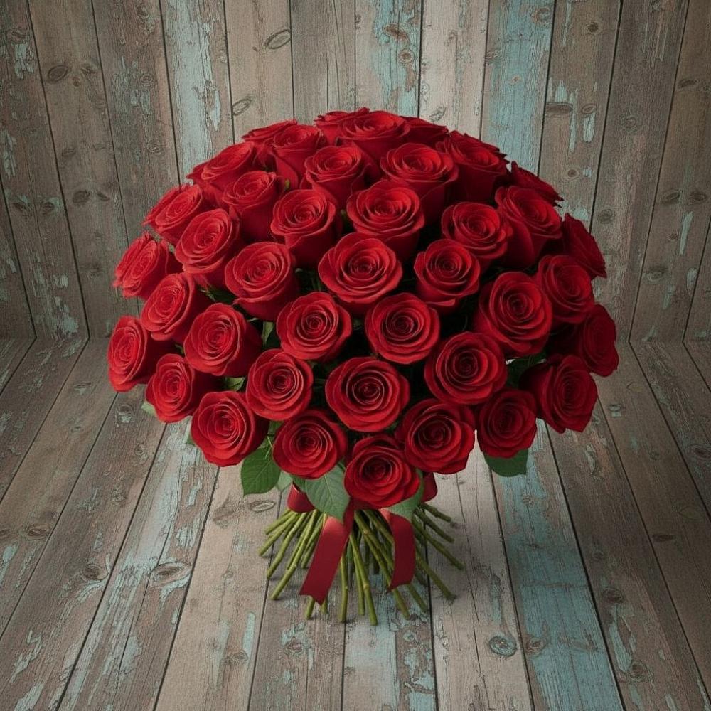 Букет 55 Красных роз Фридом в Прохладном