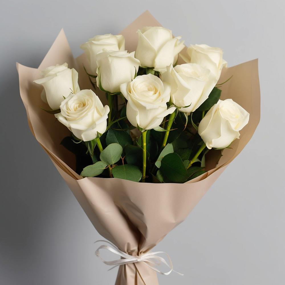 Букет 9 Белых роз Эдлесс Лав в Прохладном