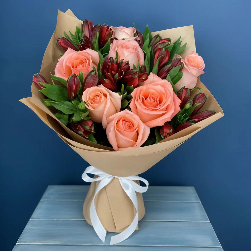 Букет цветов из: Розы и Альстромерии в Прохладном