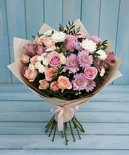 Букет цветов из:  Хризантемы, Розы и Альстромерии в Прохладном