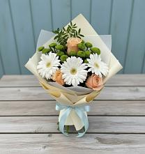 Букет цветов из:  Герберы, Розы и Хризантемы в Прохладном
