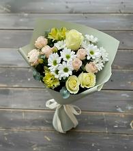 Букет цветов из:  Альстромерии, Розы и Хризантемы #REPLACE_PRED# Прохладном