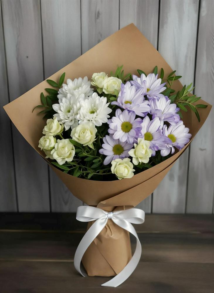 Букет цветов из: Хризантемы и Розы в Прохладном